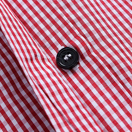 Blusa de Mujer Sexy Covermason Camisa de Manga Larga de Las Mujeres del botón del Enrejado de la Camisa de Las Tapas Ocasionales Flojas Blusa del tamaño Extra Grande(5XL, Red)