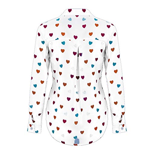 Blusa de Mujer,Verano Corazón Impresión Blusa Elegante Color sólido Manga Corta Blusa Camisa de Oficina Cuello en v Camiseta Tops Casual Fiesta T-Shirt Original tee vpass (Blanco, S)