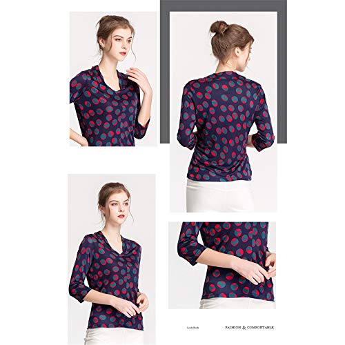 Blusa De Seda La Madre Las Mujeres Capa Camisa La Camisa Manga Larga Botón Suelto Casual Business Beach Holiday Streetwear Top Momme,Natural,XL