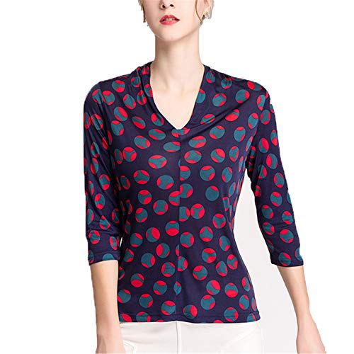 Blusa De Seda La Madre Las Mujeres Capa Camisa La Camisa Manga Larga Botón Suelto Casual Business Beach Holiday Streetwear Top Momme,Natural,XL