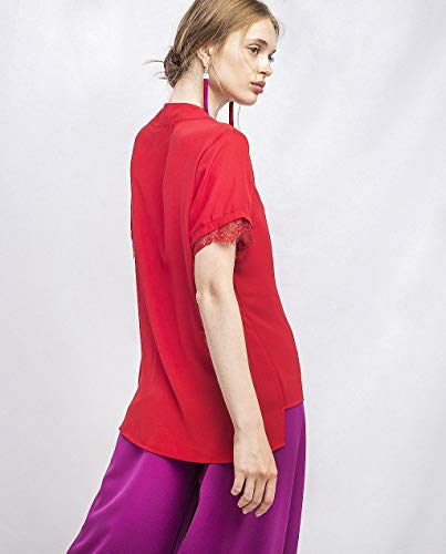 Blusa Encaje Mangas Rojo Talla: S