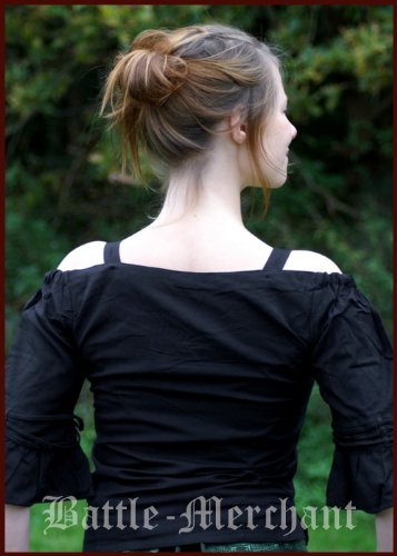 Blusa medieval con correas, colour negro, talla S - medieval de vestuario