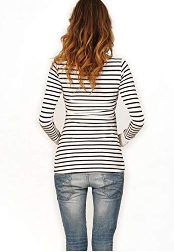 Blusas Manga Larga de Mujer Lactancia Ropa Embarazadas Otoño Invierno Basica Pullover Tops en Cuello Redondo Camisetas a Rayas