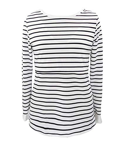 Blusas Manga Larga de Mujer Lactancia Ropa Embarazadas Otoño Invierno Basica Pullover Tops en Cuello Redondo Camisetas a Rayas
