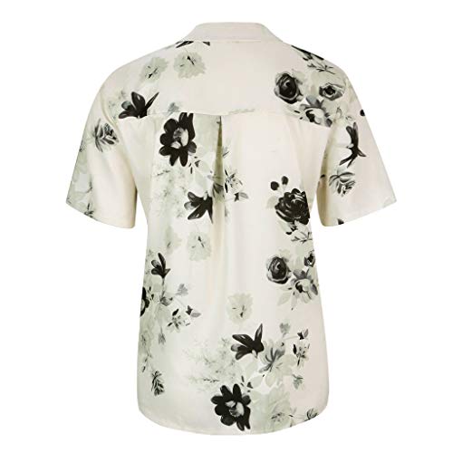 Blusas Mujer Elegantes Tallas Grandes Verano POLP Camiseta Mujer Manga Corta Ropa Mujer Verano 2019 Blusa Sexy Rosa Mujer Fiesta Blusones Talla Grande (Beige, XXXXXL)