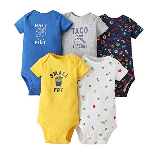 Body Bebé-Niños Pack de 5 - Mono Mameluco Manga Corta para Trajes Baño Ropa de Verano Algodón Pelele 18-24 Meses