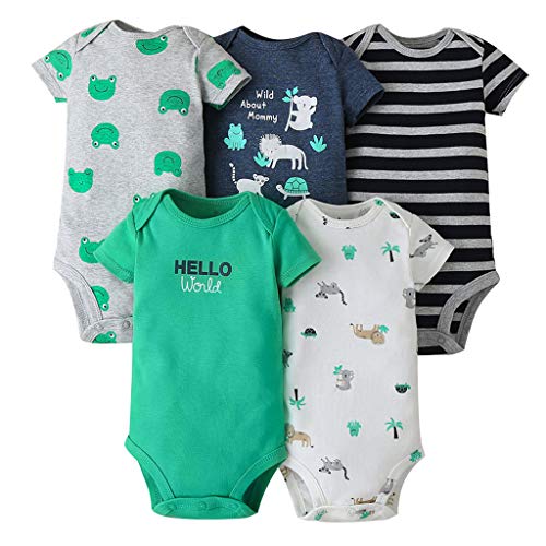Body Bebés Niños Paquete de 5 Mangas Cortas Mono Mameluco Infantil Pijama Algodón de Verano Mono para Niñas Camisetas 18-24 Meses