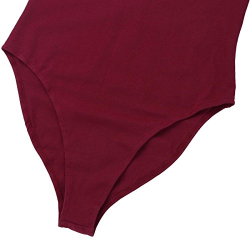 Body De Manga Larga para Damas con 3 4 Mangas Camiseta De Encaje Camisetas Monos De Una Pieza Lencería Debajo De La Cálida SH (Color : Winered, Size : L(Bust79cm))