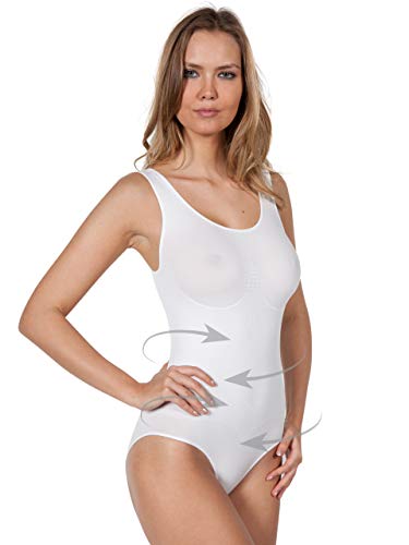 Body Moldeador con Efecto Push-up Faja Reductora Mujer (Blanco, S/M)