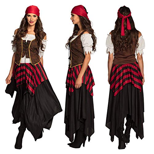 Boland 84558 – Disfraz de pirata Tornado, vestido, corsé, pañuelo para la cabeza, para mujer, pirata libre, disfraz, carnaval, fiesta temática
