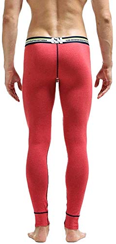 BOLAWOO-77 Pantalones De Jogging Invierno De Los Hombres Pantalones De Mode Básicos Algodón Transpirable Tramo Leggings Deportes Ropa Interior Térmica Bulto Slips Bolsa (Color : Rot, Size : 2XL)
