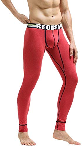 BOLAWOO-77 Pantalones De Jogging Invierno De Los Hombres Pantalones De Mode Básicos Algodón Transpirable Tramo Leggings Deportes Ropa Interior Térmica Bulto Slips Bolsa (Color : Rot, Size : 2XL)