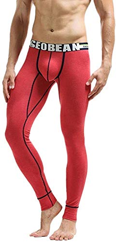 BOLAWOO-77 Pantalones De Jogging Invierno De Los Hombres Pantalones De Mode Básicos Algodón Transpirable Tramo Leggings Deportes Ropa Interior Térmica Bulto Slips Bolsa (Color : Rot, Size : 2XL)