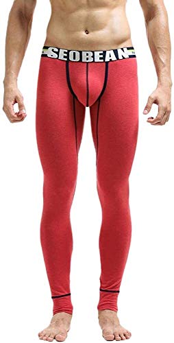 BOLAWOO-77 Pantalones De Jogging Invierno De Los Hombres Pantalones De Mode Básicos Algodón Transpirable Tramo Leggings Deportes Ropa Interior Térmica Bulto Slips Bolsa (Color : Rot, Size : 2XL)