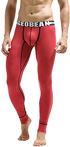 BOLAWOO-77 Pantalones De Jogging Invierno De Los Hombres Pantalones De Mode Básicos Algodón Transpirable Tramo Leggings Deportes Ropa Interior Térmica Bulto Slips Bolsa (Color : Rot, Size : 2XL)