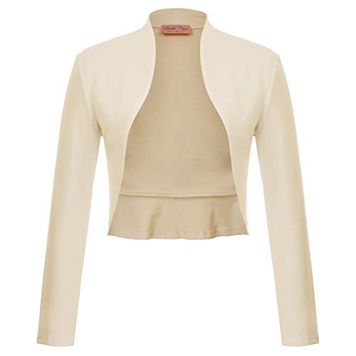 Bolero Elegante Mujer Fiesta Torera Talla Grande Mangas Largas Joven Chaqueta Corta Boda Formal L