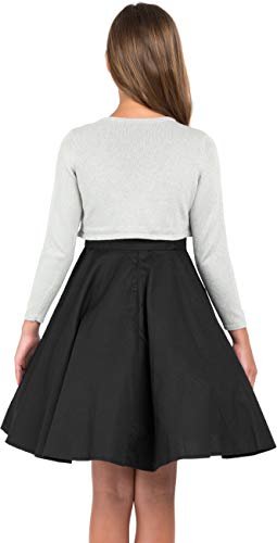 Bolerose Chicas Manga Larga Brillante Bolero Niñas Cárdigan (Plata, 7-8 Años)