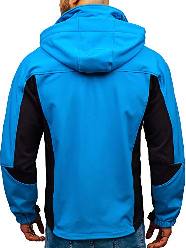 BOLF Hombre Chaqueta de Entretiempo Softshell con Capucha Cierre de Cremallera Freestep T019 Azul(Claro) M [4D4]