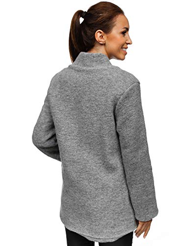 BOLF Mujer Abrigo Cierre De Botones AAA 1950 Gris One_Size [D4D]