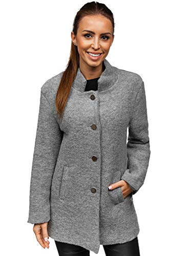 BOLF Mujer Abrigo Cierre De Botones AAA 1950 Gris One_Size [D4D]