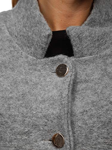 BOLF Mujer Abrigo Cierre De Botones AAA 1950 Gris One_Size [D4D]