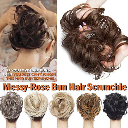 Bollo de extensión de cabello desordenado Updo para mujeres Coleteros para el cabello con cola de caballo Donut Chignons Pedazo de cabello Gris plateado