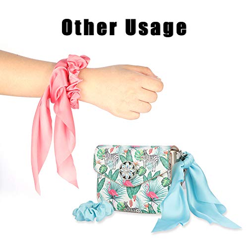 Bolonbi - 17 coleteros de satén con lazo para cabello, gomas para el pelo con diseño de orejas de conejo tamaño largo y corto, accesorio elástico para coleta o moño