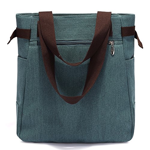 Bolso de Hombro de Las Mujeres con el Bolso de Compras Lindo del Ocio de la Lona del Gato por KAUKKO (Ejercito Verde)