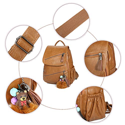 Bolso Mochila Cuero Mujer Antirrobo Mochilas Mujer Casual, JOSEKO Impermeable Mochila de Viaje de Gran Capacidad Bolsa de Hombro Convertible con Adorno Colgante Tassel Regalo Mujer
