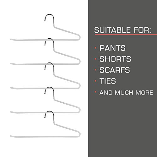 bomoe Set de 20 Perchas Pantalones Blanco - Perchas de Metal con Barra Antideslizante para Pantalones - Juego de Perchas Ropa - Giratorio 360°, con diseño Abierto - Kian