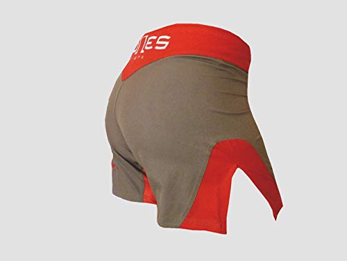 Bones Fight Pantalones cortos MMA para mujer, BJJ, para mujer, corte cruzado, color verde militar, Verde militar/rojo, medium