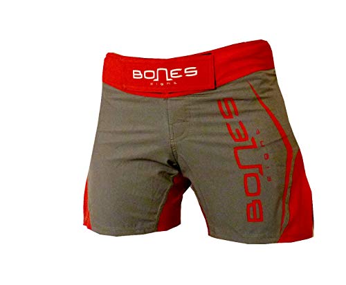Bones Fight Pantalones cortos MMA para mujer, BJJ, para mujer, corte cruzado, color verde militar, Verde militar/rojo, medium