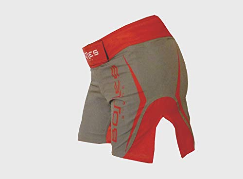 Bones Fight Pantalones cortos MMA para mujer, BJJ, para mujer, corte cruzado, color verde militar, Verde militar/rojo, medium
