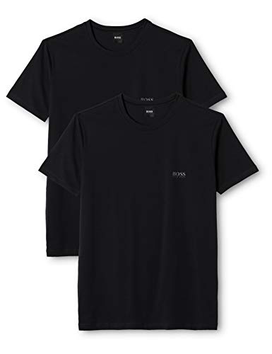 BOSS T-shirt Rn 2p Co/el Camiseta, Negro (Black 1), Medium (Pack de 2) para Hombre