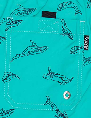 BOSS White Shark Bañador, Turquesa (Turquoise/Aqua 444), Small para Hombre