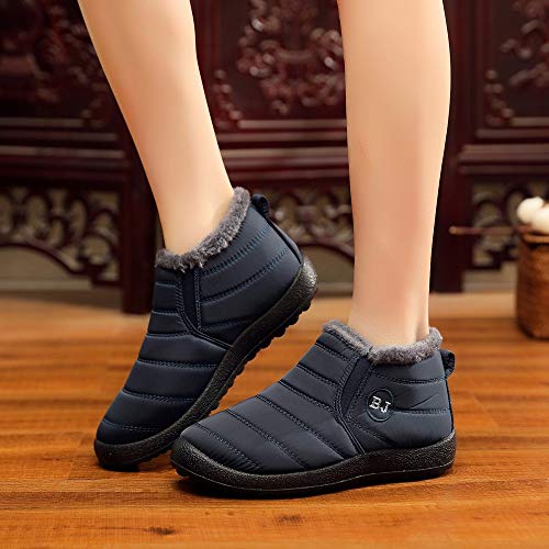 Botas de Nieve Mujer Invierno Forro Calentar Plataforma Botines Terciopelo Tacon Ancho Calzado de Trabajo Zapatos Casual Interior Al Aire Libre 35-43 riou