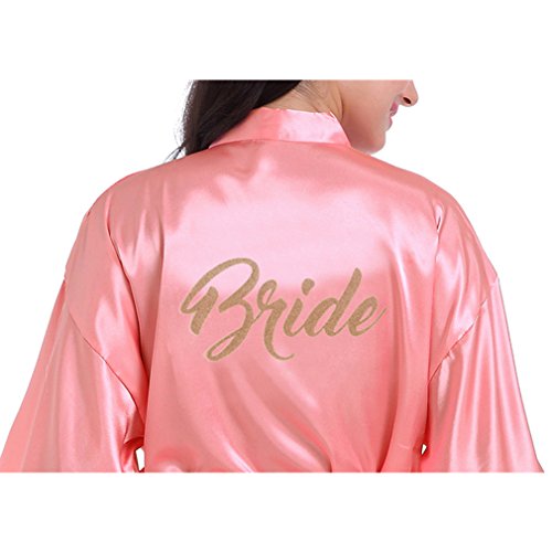 BOYANN Novia Estampado en Caliente Ropa de Dormir Sexy Batas y Kimonos de Satén, Blanco S