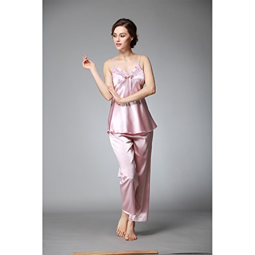 BOYANN Ropa de Dormir Erótica para Mujer Sexy Batas y Kimonos de Satén Albornoces, Púrpura Rosa Pálido M