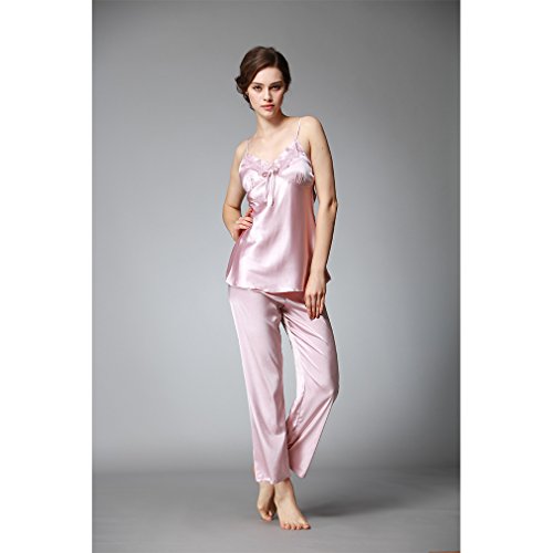 BOYANN Ropa de Dormir Erótica para Mujer Sexy Batas y Kimonos de Satén Albornoces, Púrpura Rosa Pálido M