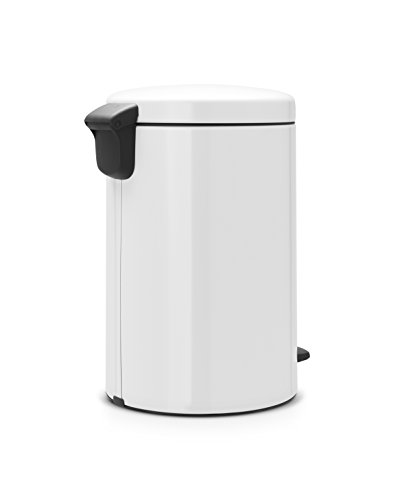 Brabantia Newicon 111846-Cubo de Basura con Pedal, 20 l, Color Blanco, Acero Inoxidable