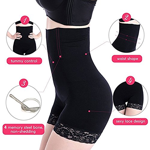 Bragas Faja Reductora Postparto Braguitas Adelgazantes Abdomen Ropa Interior Lencería Moldeadora Shapewear Body Shaper Panty Mujer Cintura Alta sin Costuras (Negro, XXXL)