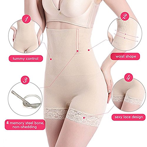 Bragas Faja Reductora Postparto Braguitas Adelgazantes Abdomen Ropa Interior Lencería Moldeadora Shapewear Body Shaper Panty Mujer Cintura Alta sin Costuras (Carne, XL)