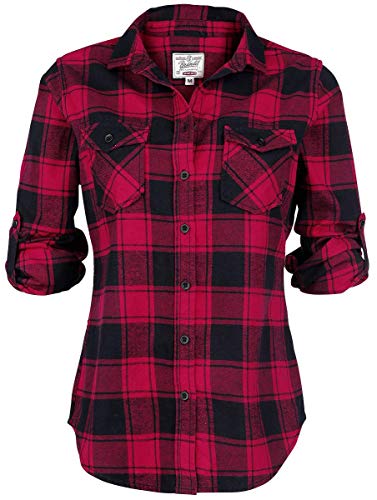 Brandit Camisa a Cuadros de Franela Amy Mujer Camisa de Franela Negro/Rojo 3XL