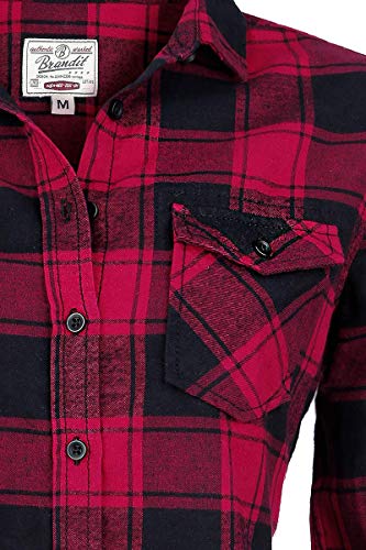 Brandit Camisa a Cuadros de Franela Amy Mujer Camisa de Franela Negro/Rojo 3XL