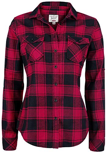Brandit Camisa a Cuadros de Franela Amy Mujer Camisa de Franela Negro/Rojo 3XL