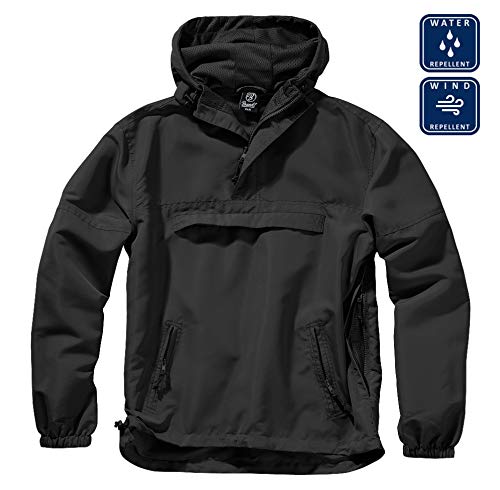 Brandit Verano Windbreaker,Chaqueta Impermeable,Anorak,Chaqueta Deportiva,TAMAÑO S hasta 5XL - Negro, S