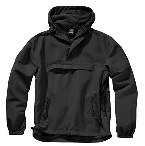 Brandit Verano Windbreaker,Chaqueta Impermeable,Anorak,Chaqueta Deportiva,TAMAÑO S hasta 5XL - Negro, S