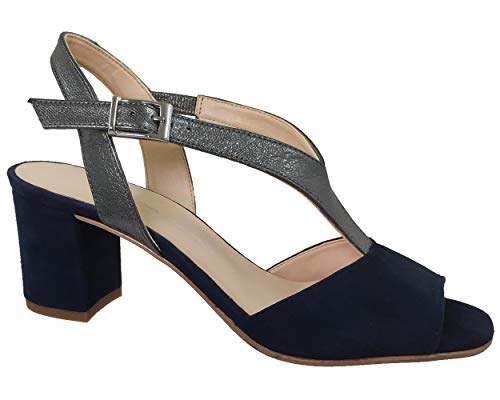 Brenda Zaro - Sandalias de Vestir de Terciopelo Mujer, Azul (Bleu (Baltico)), 39.5 EU