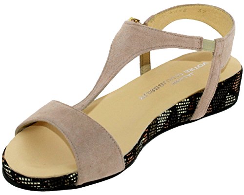 Brenda Zaro - Sandalias de Vestir de Terciopelo Mujer, Beige (beige), 38 EU