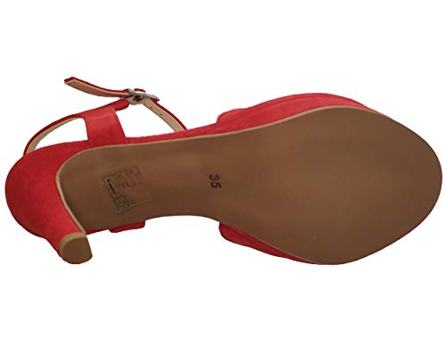 Brenda Zaro - Sandalias de Vestir de Terciopelo Mujer, Rojo (Rouge (Tristan Re)), 39 EU
